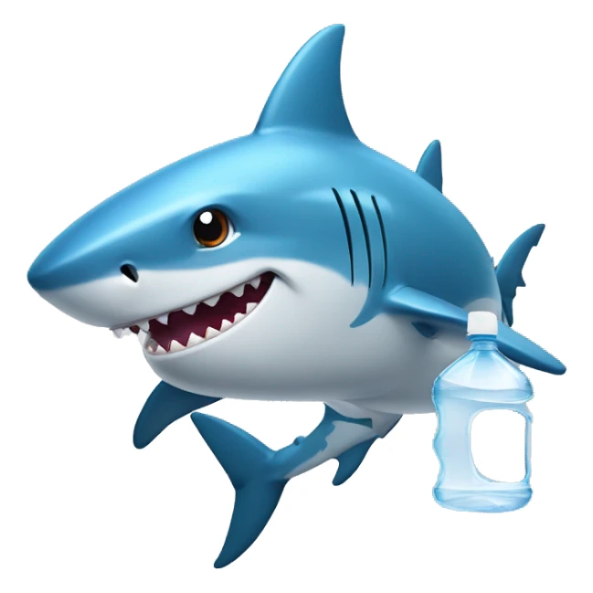 Shark with a water bottle sticker