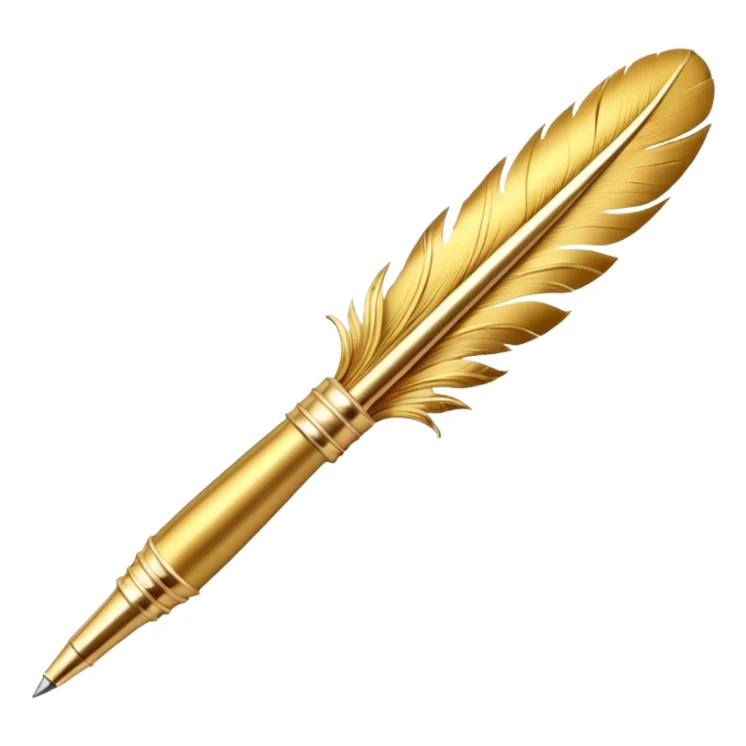 3D perspective Premium golden feather pen sticker
