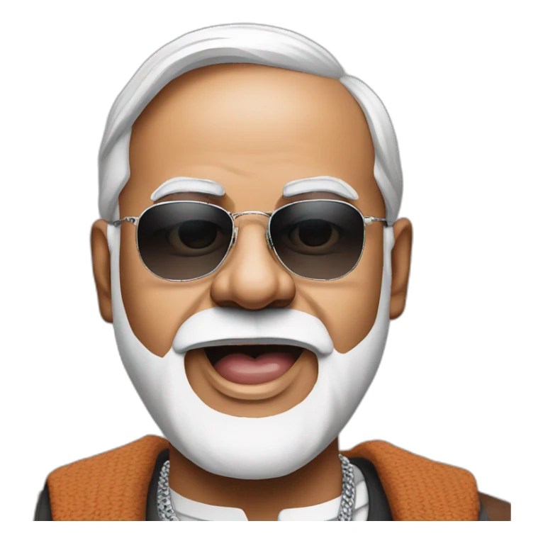hyper realistic narendra modi as an american rapper sticker