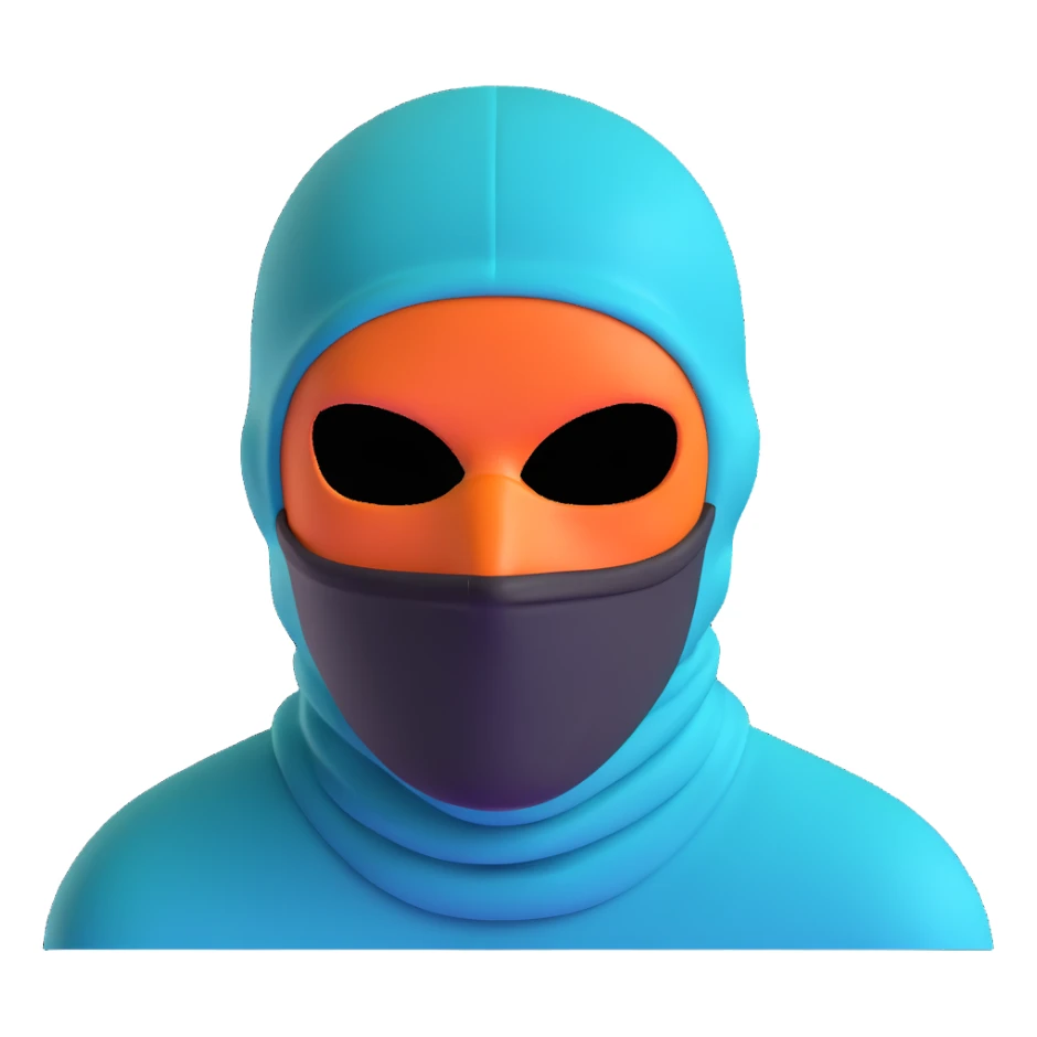 menacing robber with teal and orange balaclava sticker