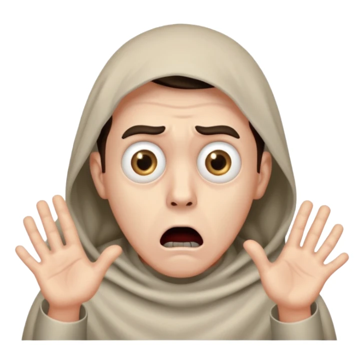 man seriously frightened by a hideous ghost  sticker