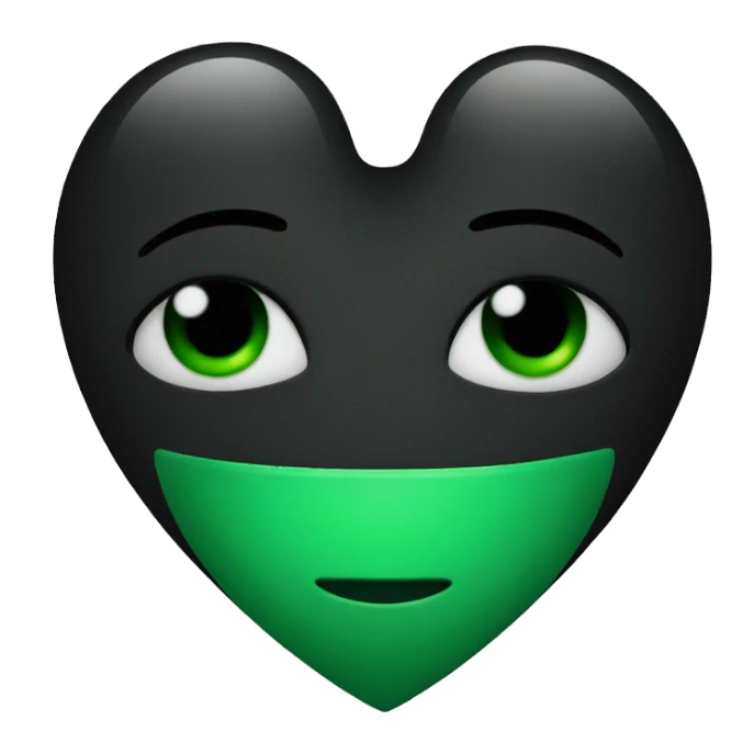 Half black and Green heart sticker