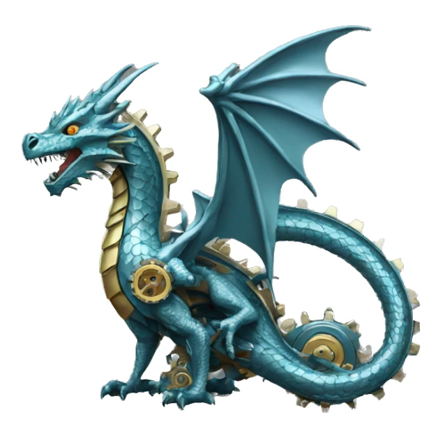 Metallic dragon with gears sticker