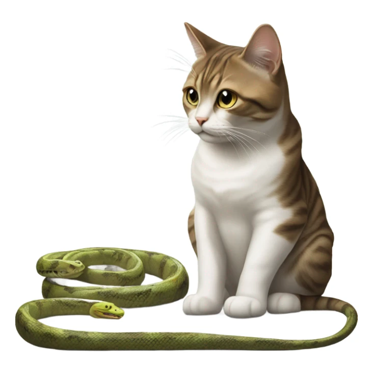cat with snake sticker