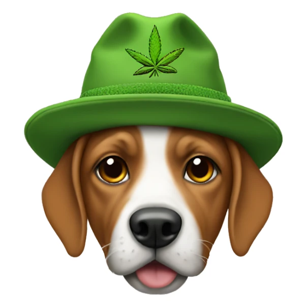 Dog wearing weed hat sticker