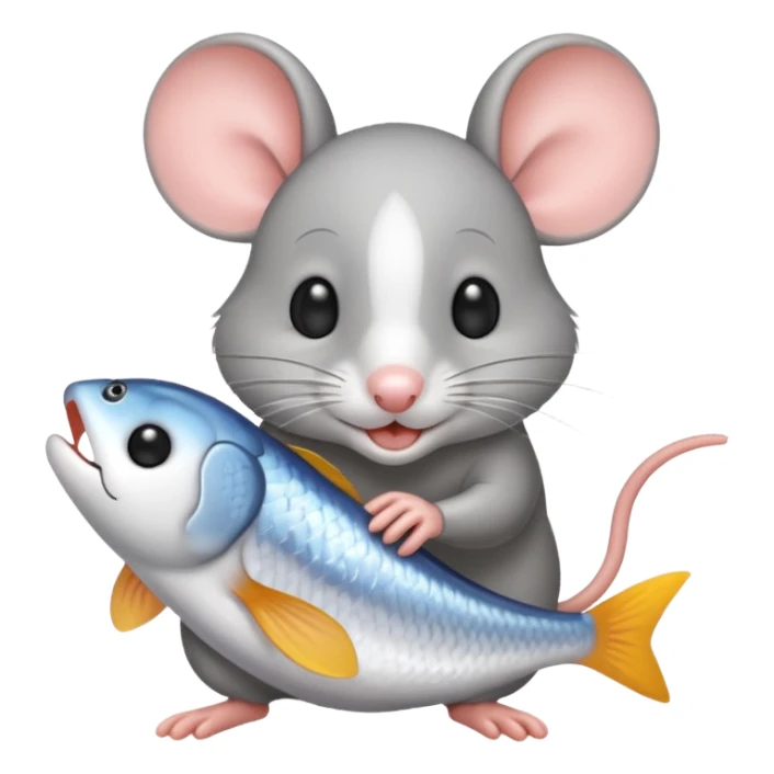 Mouse picking up fish sticker