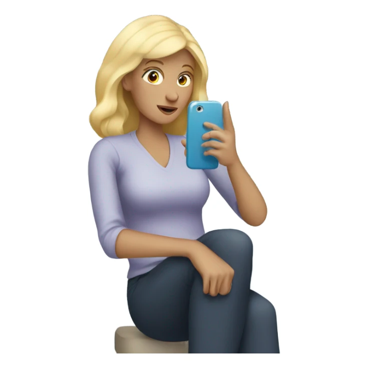 Blonde mom using phone sticker