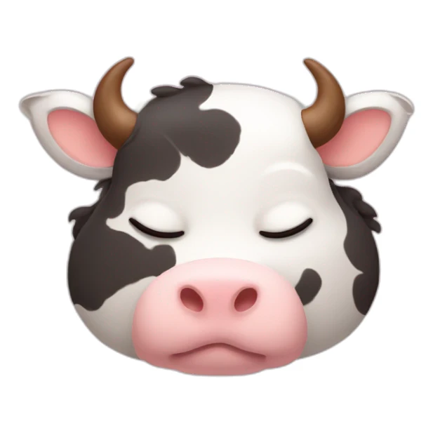 sleeping cow with cat ears sticker