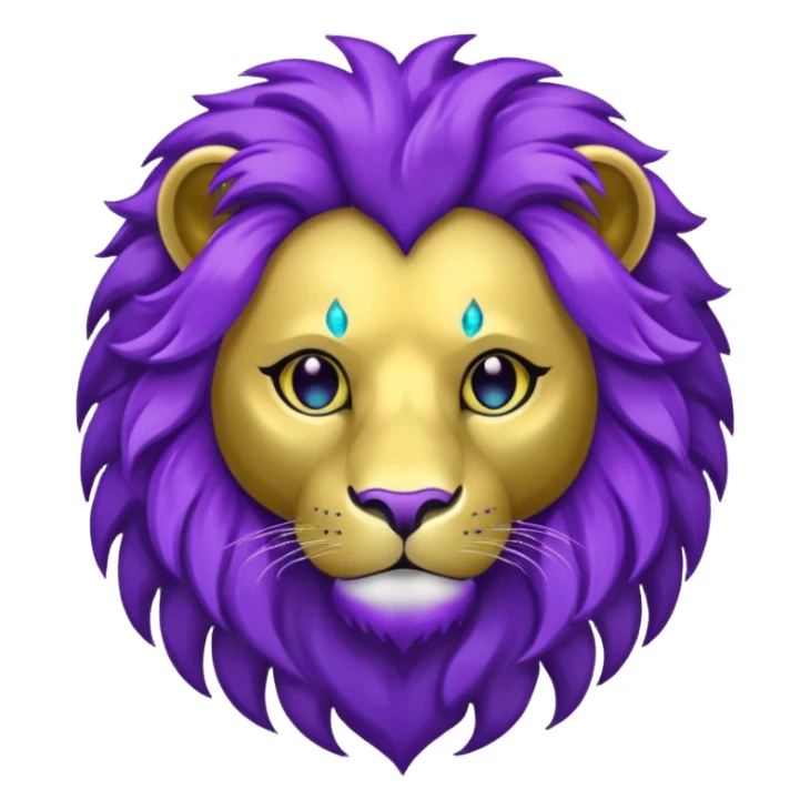 glitter purple and cian lion sticker