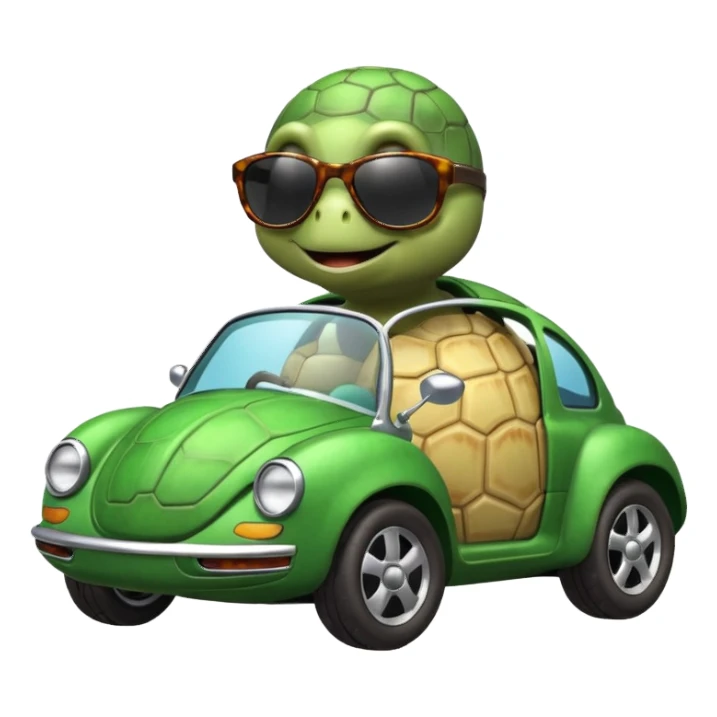 Turtle driving car sticker