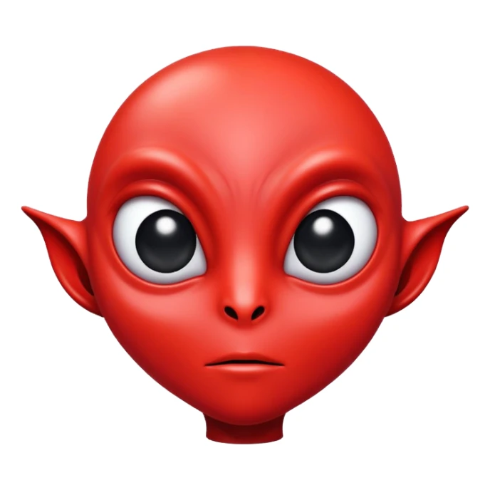red alien with big black eyes sticker