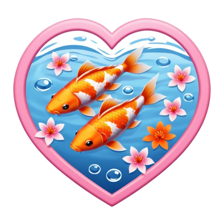 sakura heart with a koi pond sticker