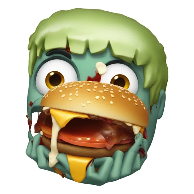 Zombie eating burger  sticker