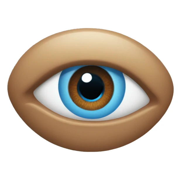 A blue eye, with some brown inside sticker