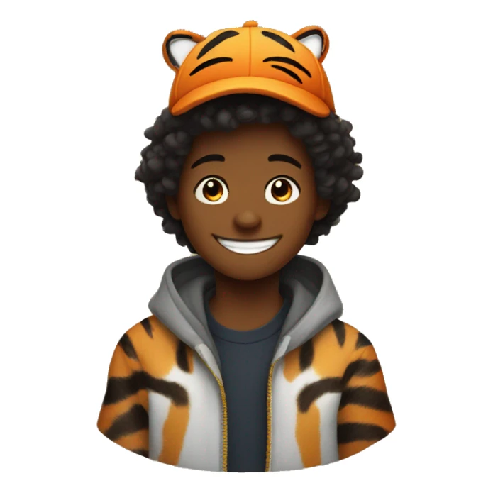 smiling boy with tiger hat in another universe  sticker