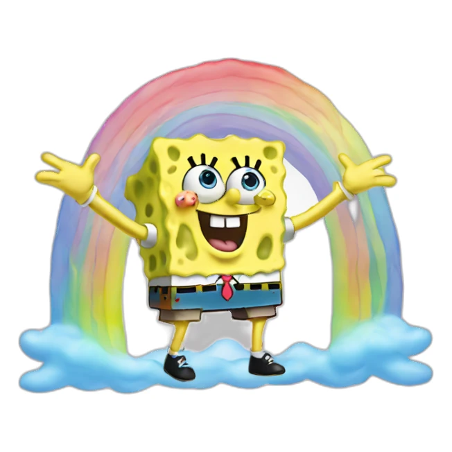 SpongeBob making a rainbow with his hands sticker