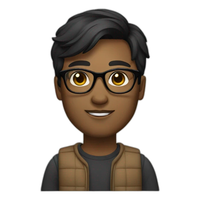 designer with rectangular transparent glasses, light complexion skin, black medium hair sticker