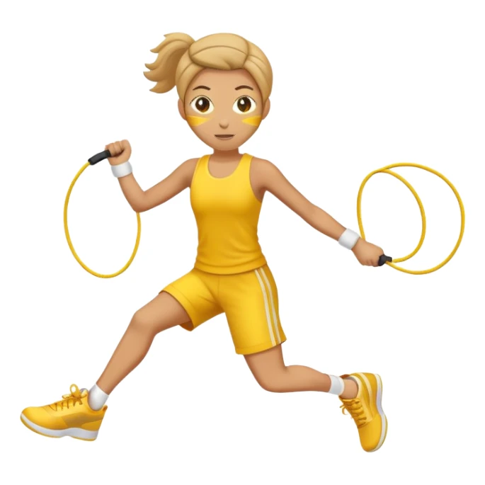 person jumping rope, simple yellow face sticker