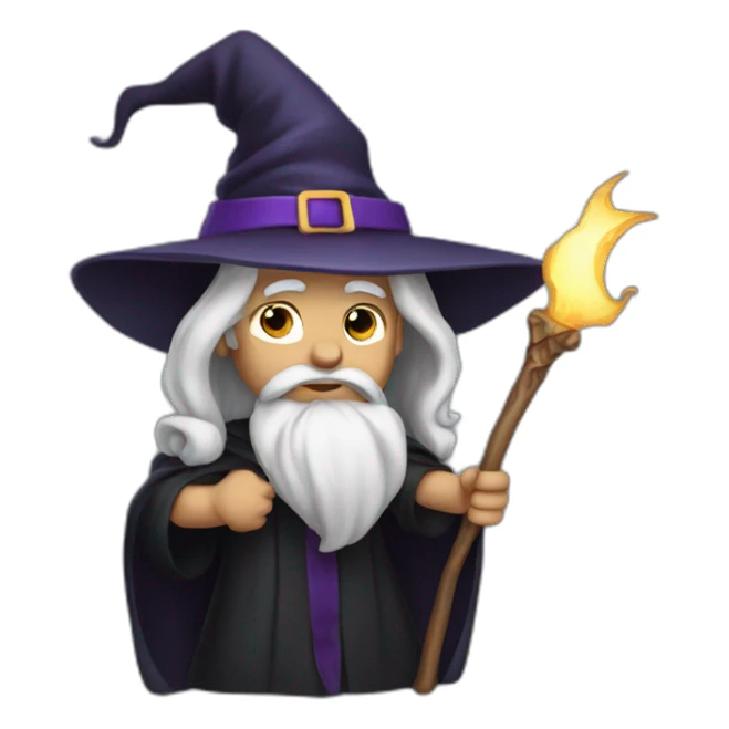 A male witch holding a wand sticker