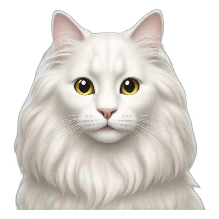 Long hair white cat apple sticker