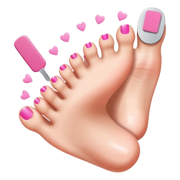 toes with nail file, pedicure sticker
