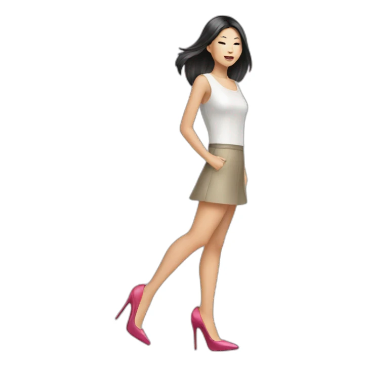 high heels asian girl sticker
