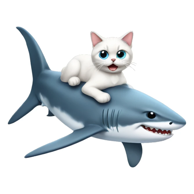 Ragdoll cat riding a shark  sticker