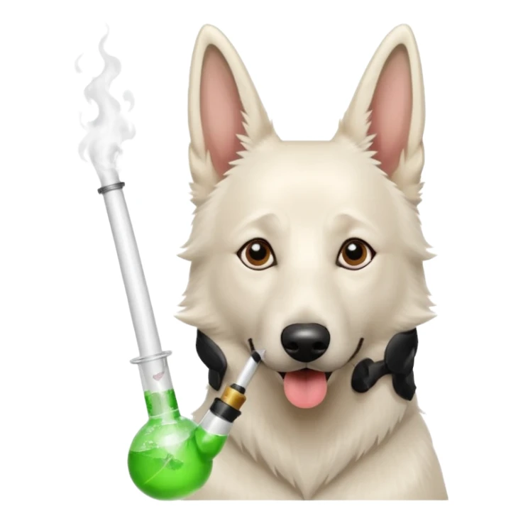 White belgian Shepard with bong sticker