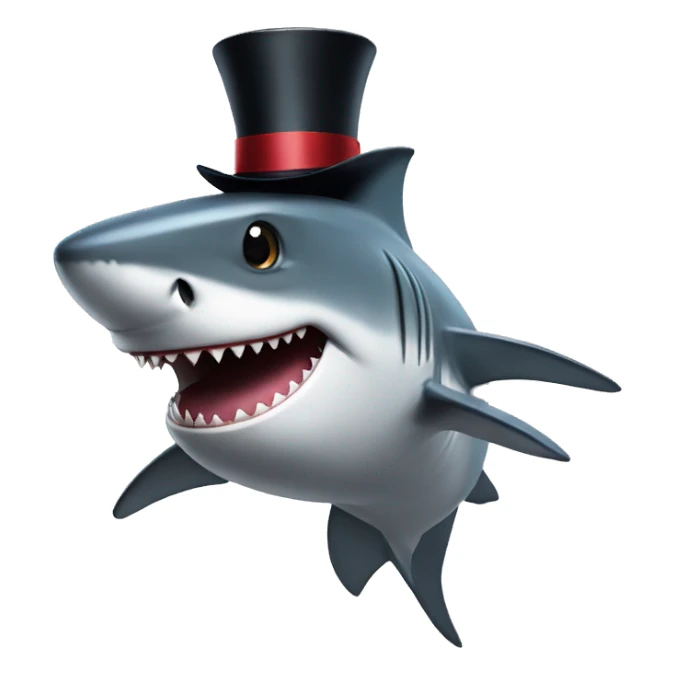 Shark with a top hat sticker