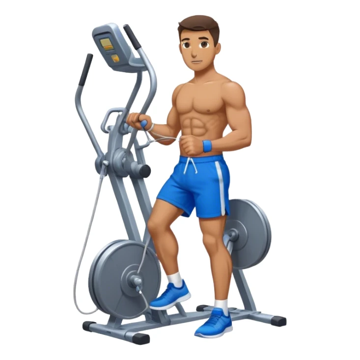 fit man with blue shorts using cable-machine sticker