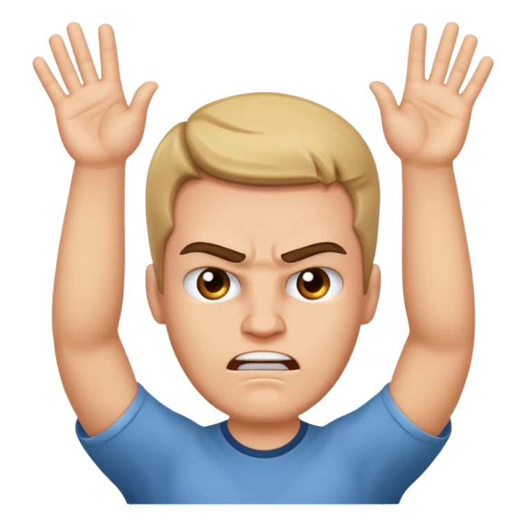 Angry face holding two hands above head pulling shaka sign sticker