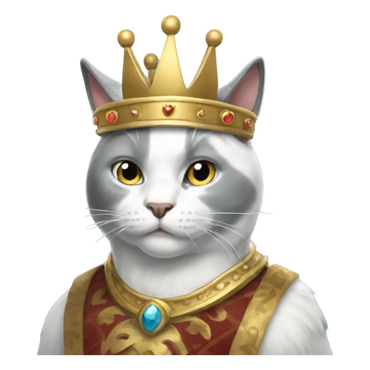 Gray and white cat dressed as king sticker