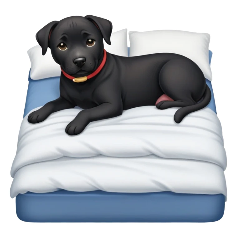 Tugging black lab/amstaff dog into bed sticker