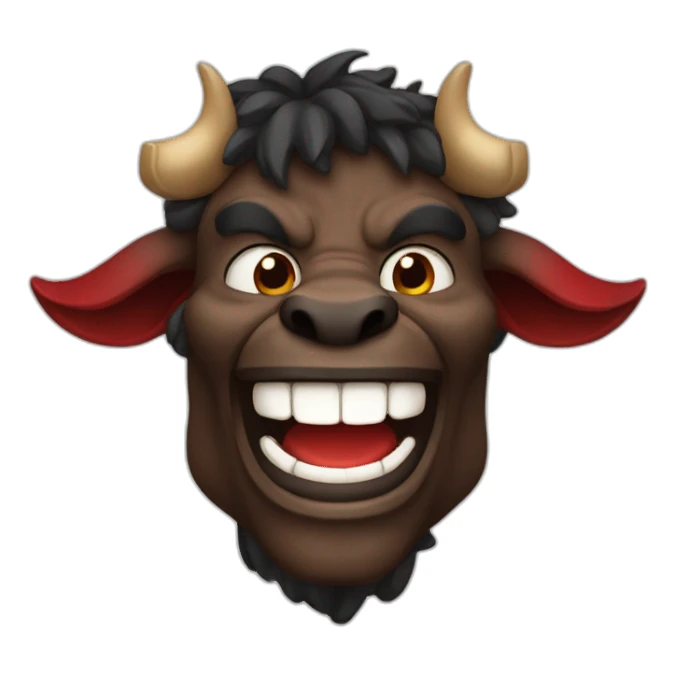 laughing black and red Minotaur sticker