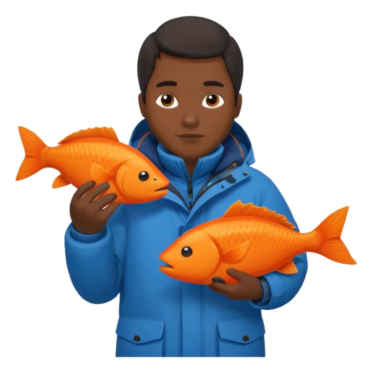 inuit man with orange fish sticker