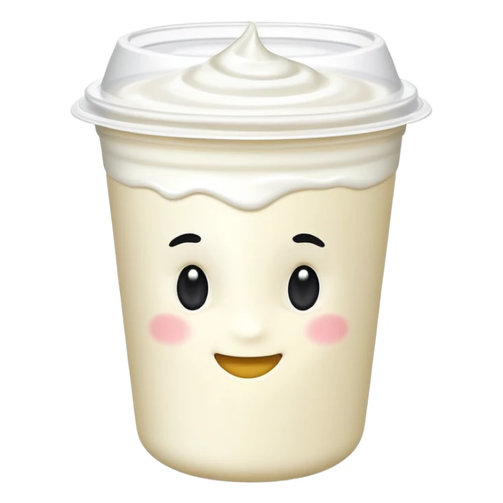 sealed yogurt cup with creamy surface hint. sticker