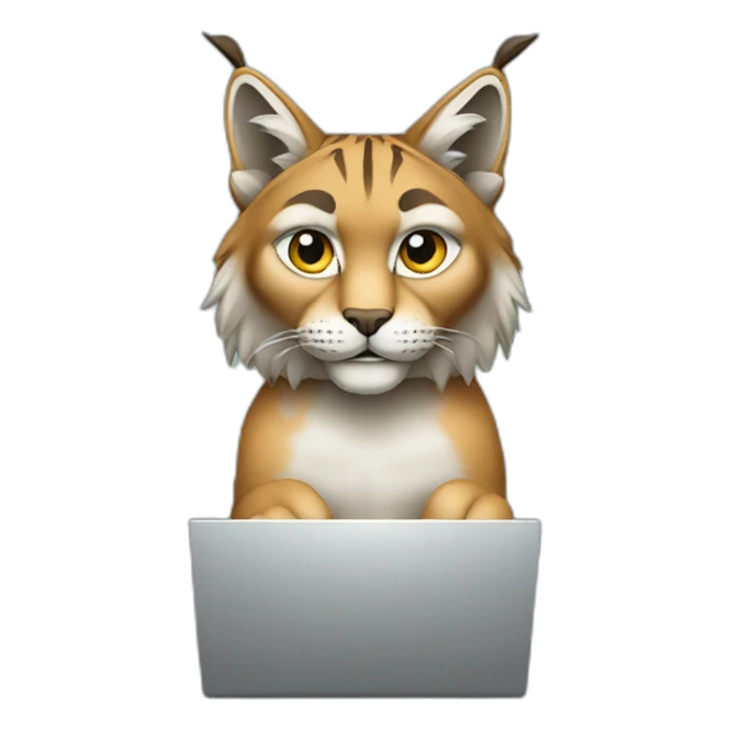 Lynx sits at the computer sticker