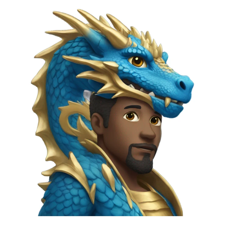 A blue ￼ and gold dragon sticker