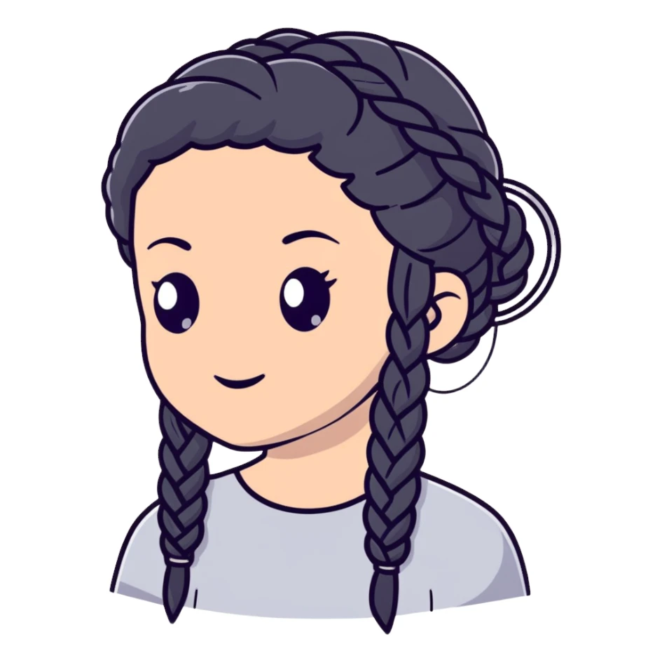 black braided hair with silver rings sticker