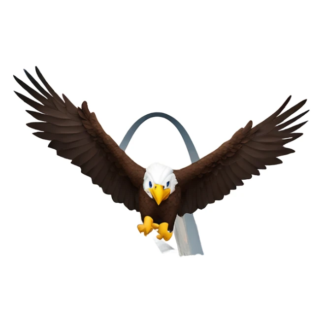 bald eagle flying through the St. Louis arch ￼￼ sticker