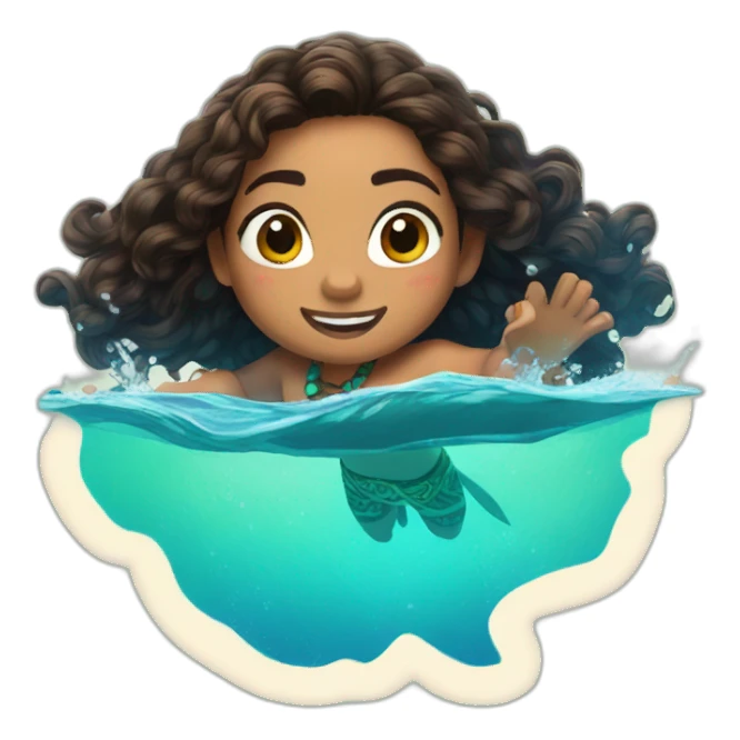 disney moana swimming sticker