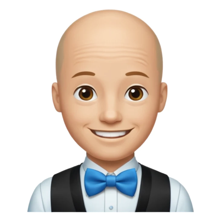 Bald with blue bow tie,waiter sticker