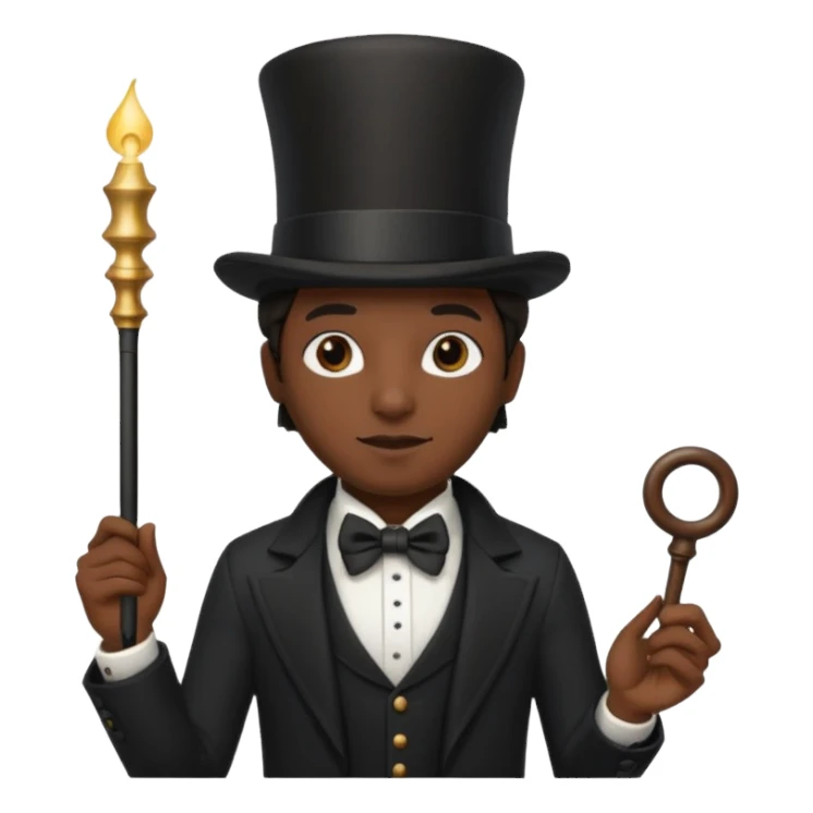 🧍🏼🎩🪄 sticker