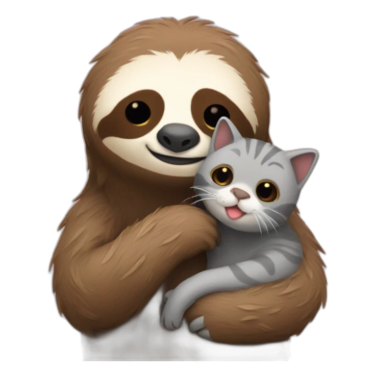 sloth and cat hugging sticker