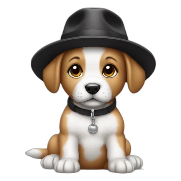 Baby dog with a black hat sticker