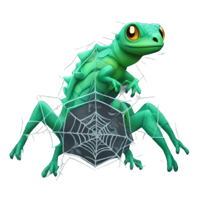 friendly futuristic high tech lizard on a spider's web sticker