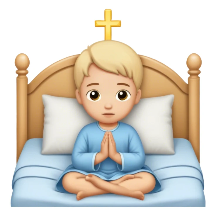 Child in bed doing prayers sticker