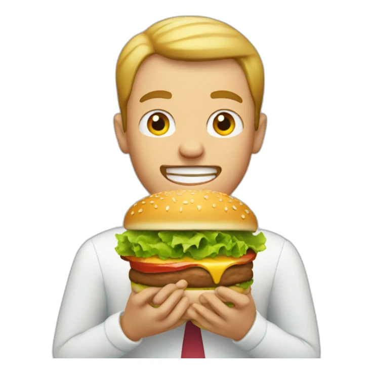 Man eating a hamburger sticker