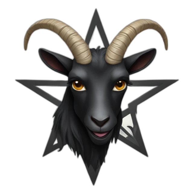 black goat with pentagram sticker