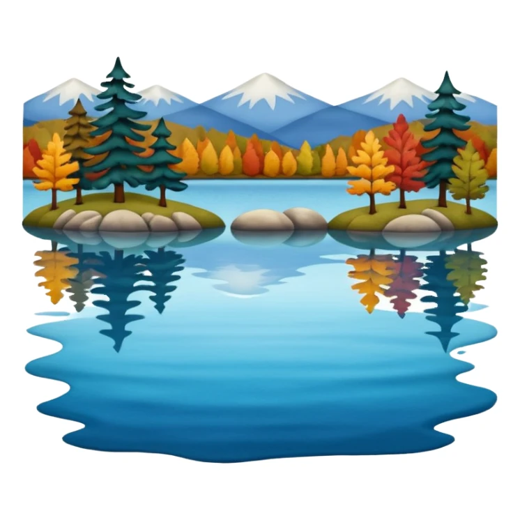 Beautiful lake during the fall, felt texture, scrapbooking sticker